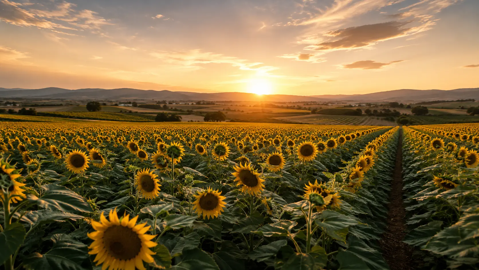 Sunflower field at harvest time
