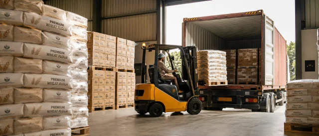 Warehouse loading of Refina flour for distributors and importers