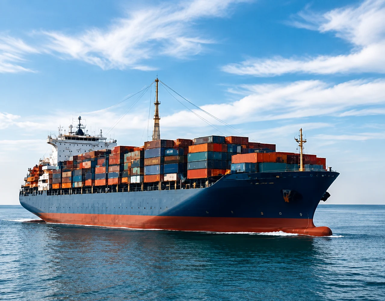 Container ship for export logistics